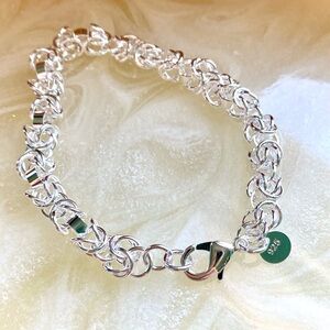 Sterling Silver Intricate Byzantine Chain Bracelet - Silver